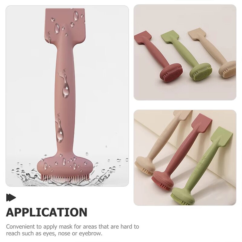 Facial Mask Brush Manufacturer - New 2 in 1 Double-Ended Cleansing Brush Head Silicone Applicator Spatula