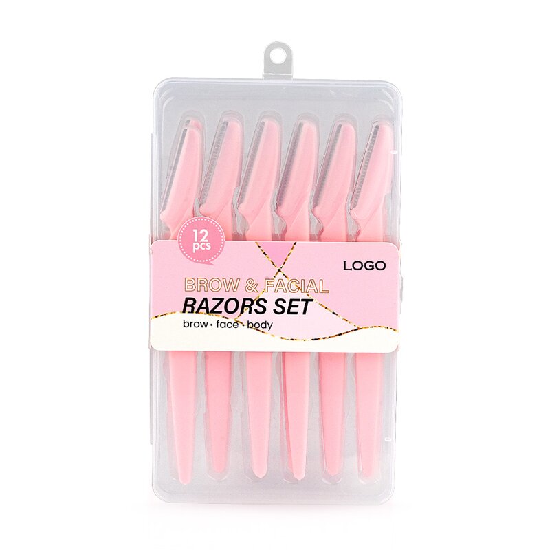 Eyebrow Razor Set Manufacturer - Private Label 12pcs Eyebrow Trimmer Face Razor Hair Remover for Beauty Tools