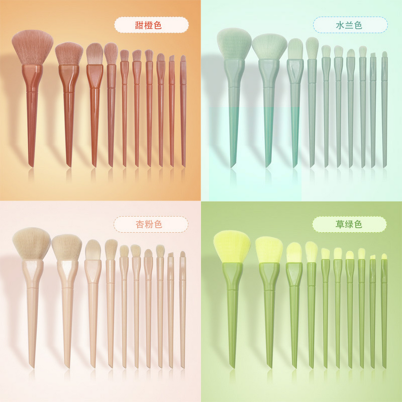 Makeup Brush Set Manufacturer - Candy Color 10-Piece for Beginners Soft Bristles Integrated Handle