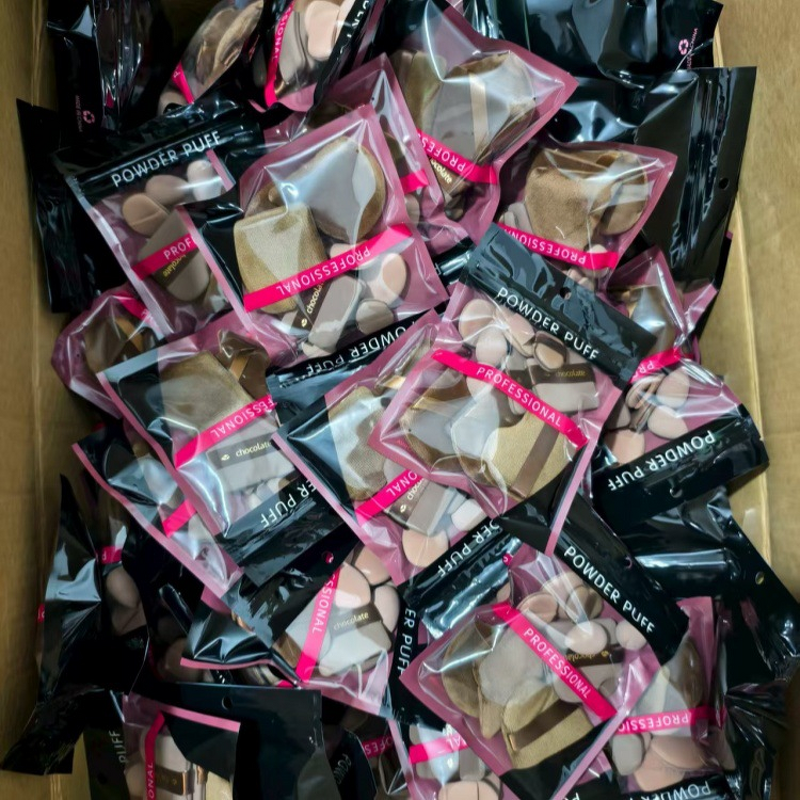 Powder Puff Set Manufacturer - Chocolate 10-piece Velvet Triangle Cushion Puff Mini Wholesale