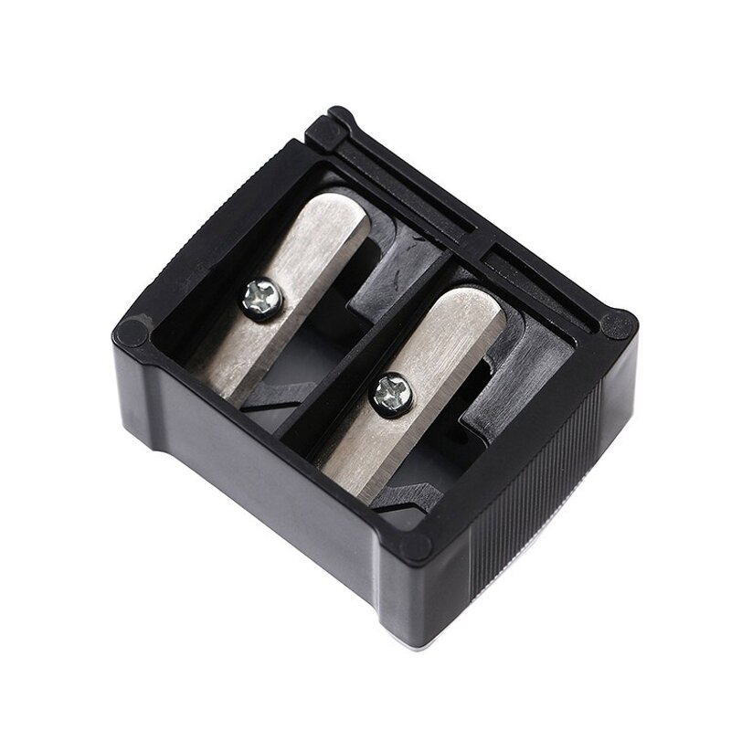 Makeup Sharpener Manufacturer - Dual Hole Blades Eyebrow Lipliner Clear Head Black Custom Logo Cosmetic Pencil
