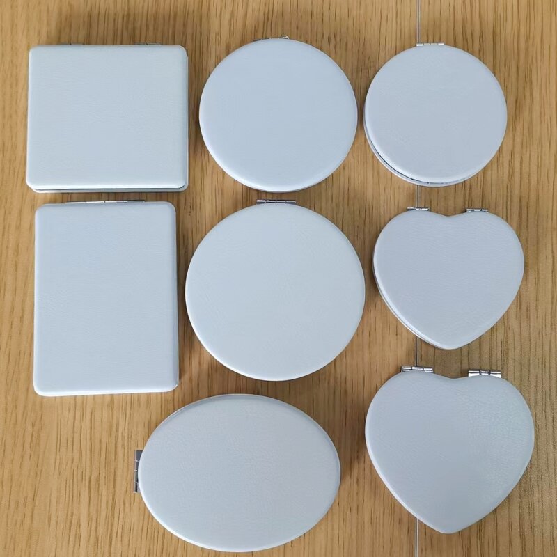 Compact Makeup Mirror Manufacturer - Custom Folding Pu Leather Portable Magnifying Double Sides White Mini Pocket Mirror
