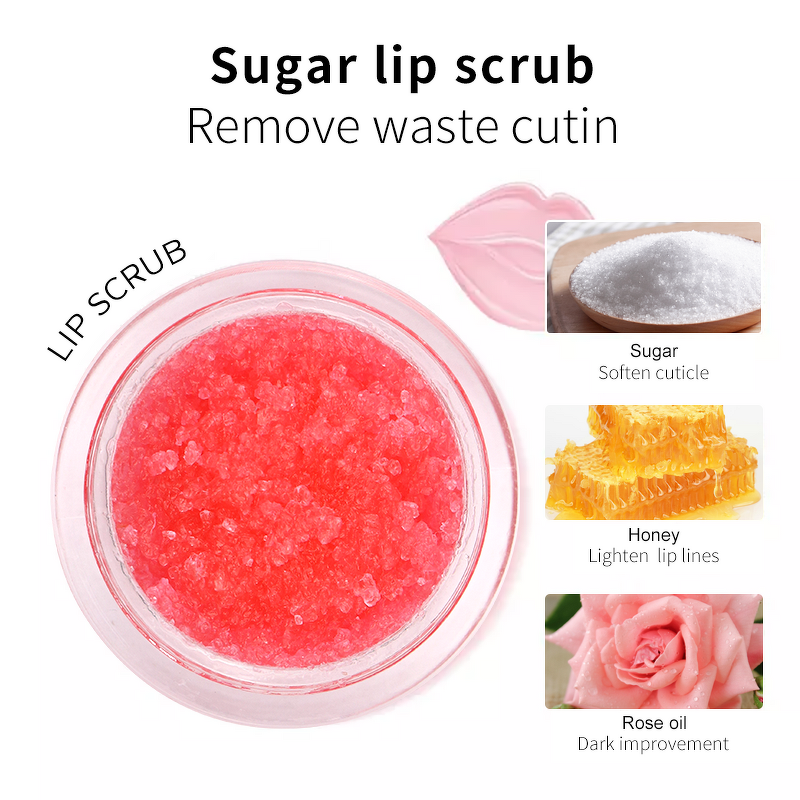 Lip Scrub Balm Manufacturer - Wholesale Reizen 6 Flavors Organic Fruit Custom logo Vegan Strawberry 2 in 1
