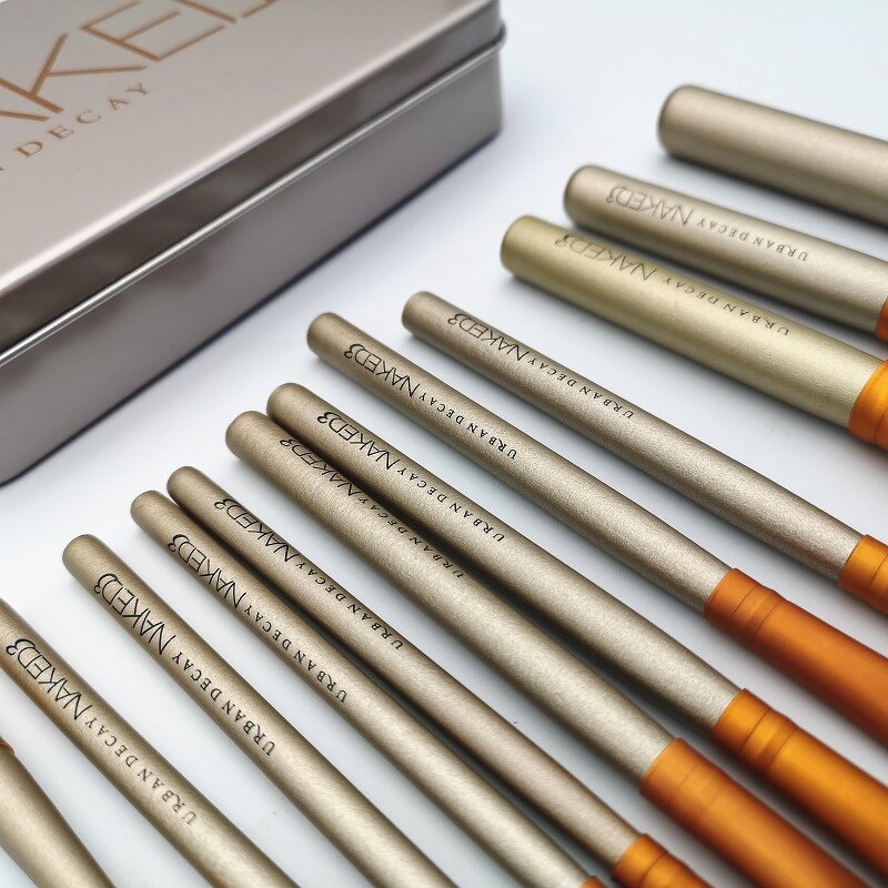 Makeup Brush Set Manufacturer - 12pcs Face Eyeshadow Eyeliner Lip Brush Set Tool with Metal Box
