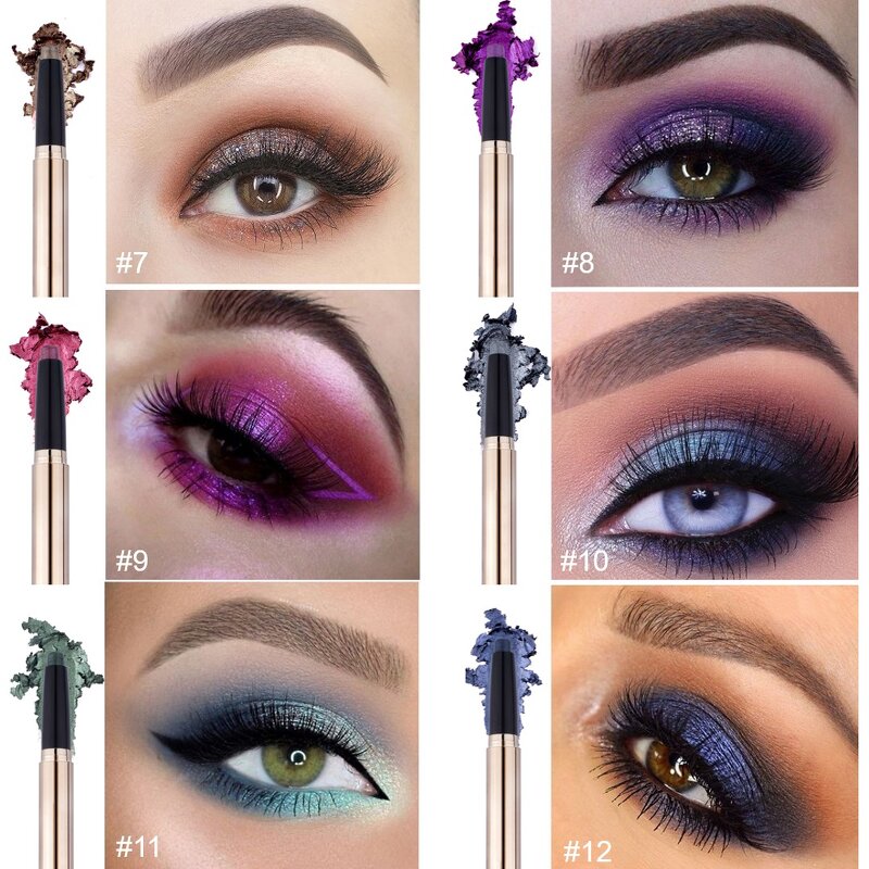 Eyeshadow Stick Manufacturer - New Design Cream to Powder Shimmer Glitter Pencil Vegan Long Lasting Eyeshadow Pencil