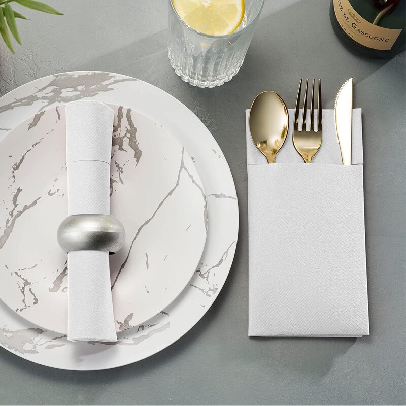 Airlaid Paper Napkin Manufacturer - Natural Disposable Linen Feel Dinner Towels 1 Ply Printed Table Wedding Napkin