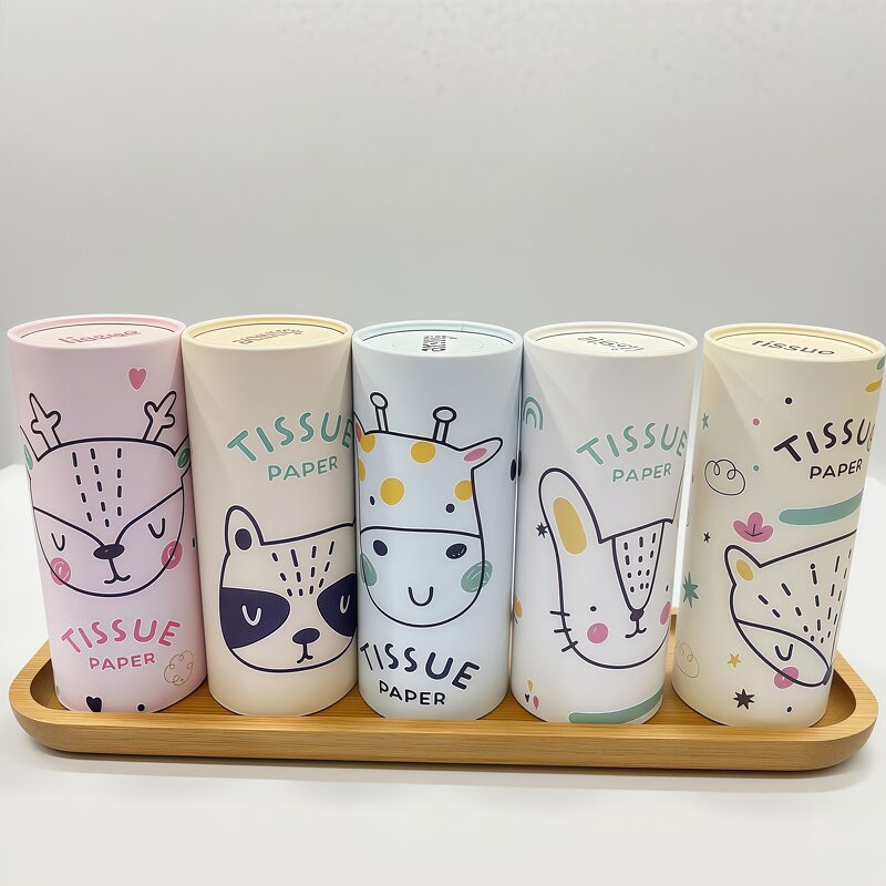 Cylinder Tissue Box Manufacturer - High Quality Car Home Office OEM Custom Logo Private Label Soft Facial Paper Wholesale