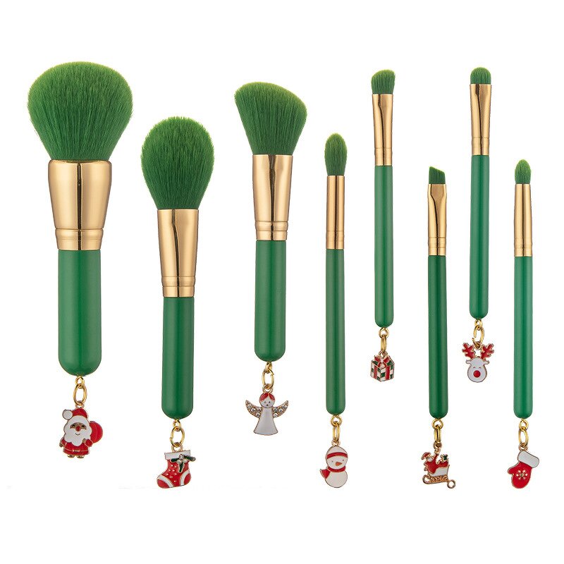Christmas Makeup Brush Set Manufacturer - Best Foundation Green Gold Christmas Gift Private Label Mini Eye Makeup Brush Set