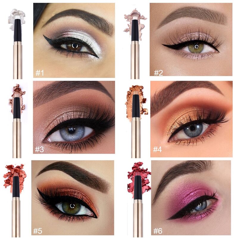 Eyeshadow Stick Manufacturer - New Design Cream to Powder Shimmer Glitter Pencil Vegan Long Lasting Eyeshadow Pencil