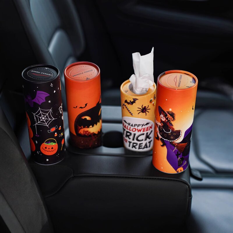 Car Tissue Bucket Manufacturer - Custom Logo Halloween Cylinder Paper Towel Holder Decoration Gift
