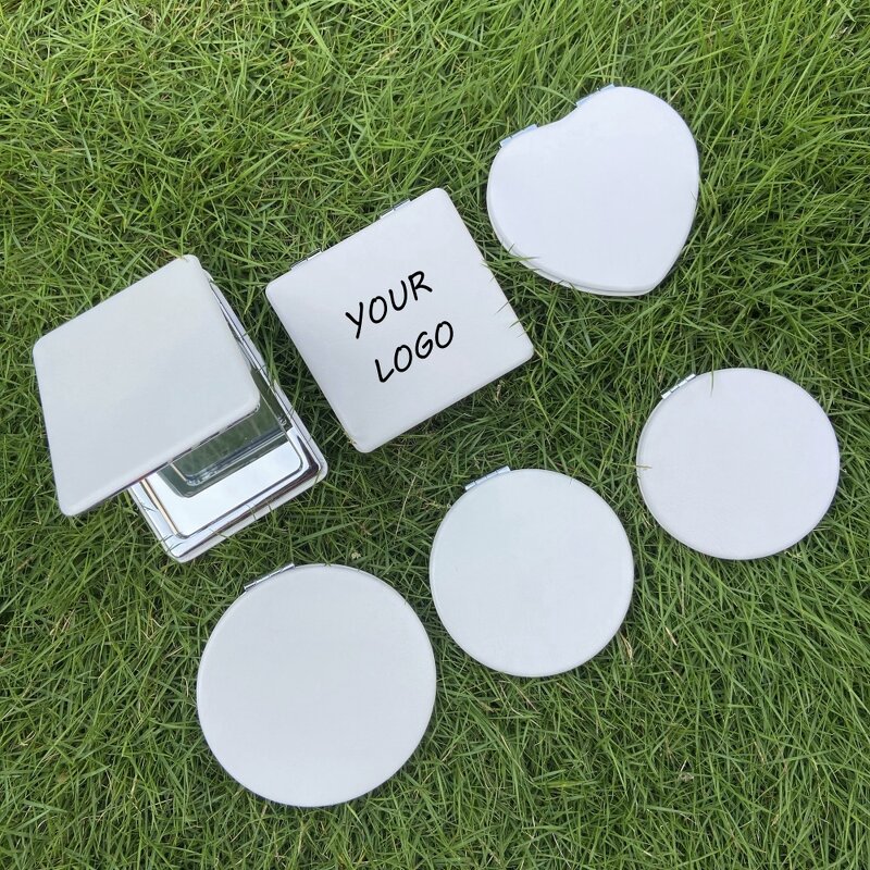 Compact Makeup Mirror Manufacturer - Custom Folding Pu Leather Portable Magnifying Double Sides White Mini Pocket Mirror