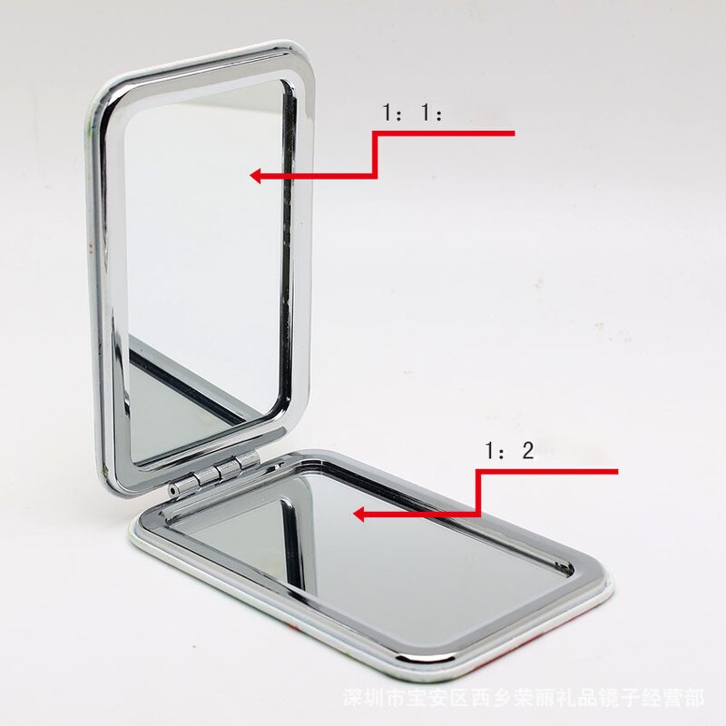 Compact Makeup Mirror Manufacturer - Custom Folding Pu Leather Portable Magnifying Double Sides White Mini Pocket Mirror