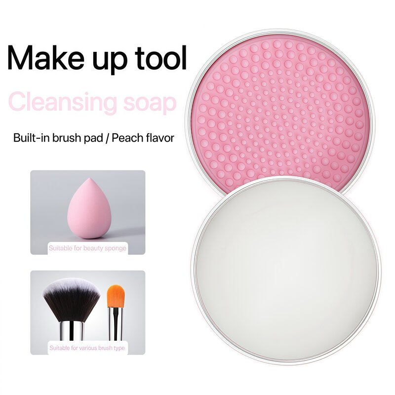Makeup Brush Cleaner Soap Manufacturer - Custom Logo Solid Bar Natural Vegan Anti Bacterial Cleansing Soap With Pad