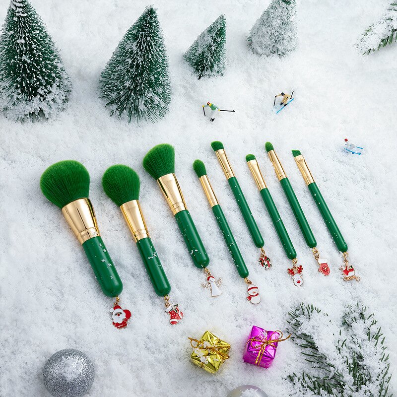 Christmas Makeup Brush Set Manufacturer - Best Foundation Green Gold Christmas Gift Private Label Mini Eye Makeup Brush Set