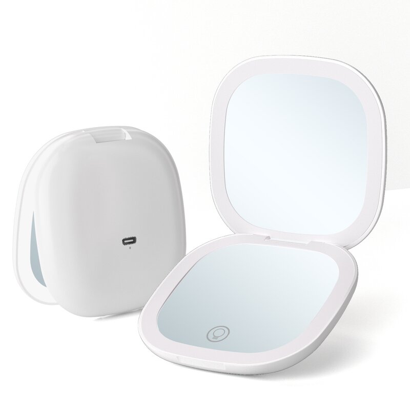 Led Light Makeup Mirror Manufacturer - Custom Logo Compact Pocket Hand Mirror Rechargeable Travel Handheld Mirror