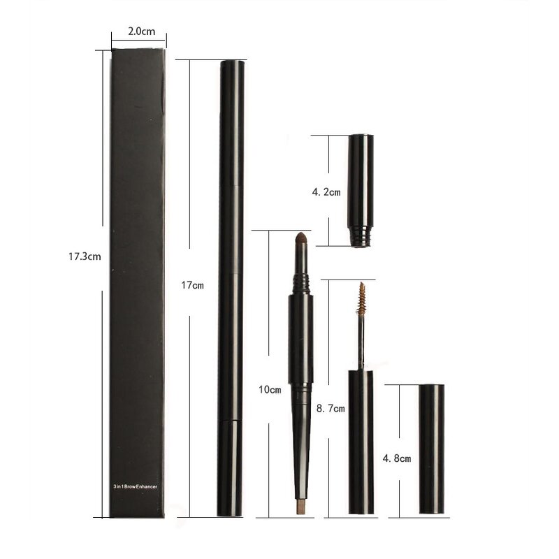 Eyebrow Pencil Manufacturer - Hot Selling Augenbrauenstift 3 in 1 with Spoolie Waterproof Microblading Pen