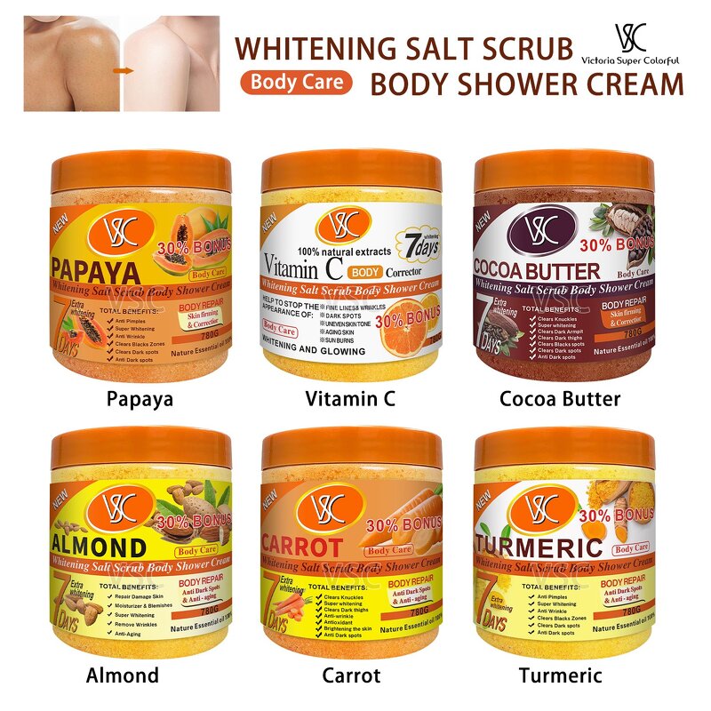 Body Scrub Manufacturer - VSC Wholesale Pivate Label Anti Dark Pots Anti-aging Moisturizing Turmeric Super Whitening Shower Cream