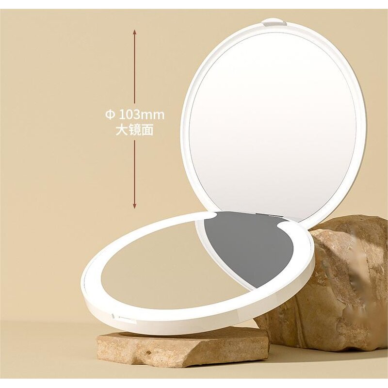 Led Light Cosmetic Mirror Manufacturer - Foldable Smart Touch Screen Rechargeable Portable Travel Mini Custom Round Logo Mirror