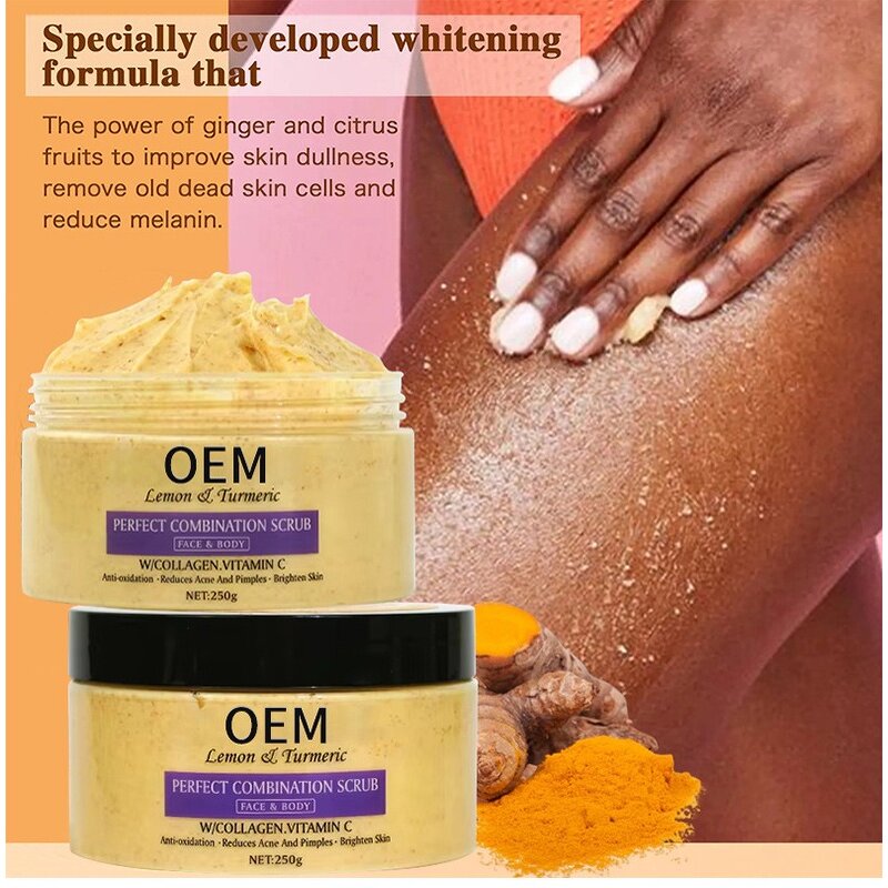 Face Body Scrub Manufacturer - Scrubs Manufacturers Private Label Organic Vegan Exfoilating Skin Care Whitening Lemon Turmeric Vitami
