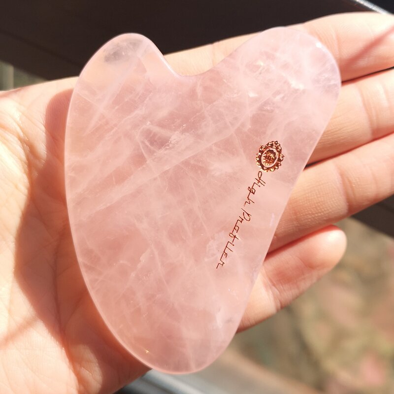 Rose Quartz Gua Sha Manufacturer - Custom logo Masajeador Facial Piedra Face Rose Quartz Massager Facial Gua Sha Tool
