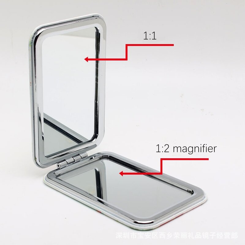 Compact Makeup Mirror Manufacturer - Custom Folding Pu Leather Portable Magnifying Double Sides White Mini Pocket Mirror