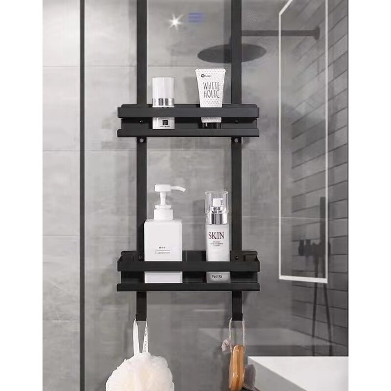 Shower Caddy Manufacturer - Simple Assemble 2-tier Stainless Steel Hanging Storage Rack Over the Door with Hooks