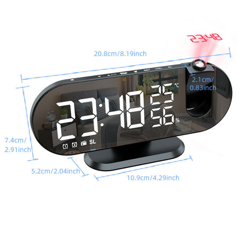 Alarm Clock Manufacturer - FM Radio LED Digital Smart Watch Electronic Desktop with USB & 180 Degree Time Projector