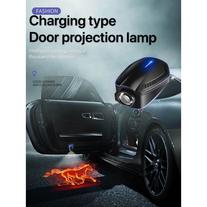 Car Door Light Manufacturer - Rechargeable Projection Lamp with USB Charging & Customized Film