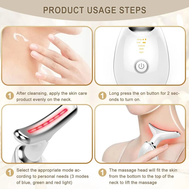 Neck Care Device Manufacturer - Massager with Vibration for Skin Wrinkle Tightening & Lifting LED for Home