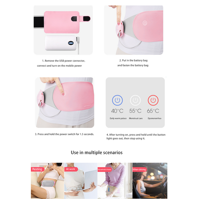Heating Belt Manufacturer - Factory Price New Design Portable Period Pink Waist