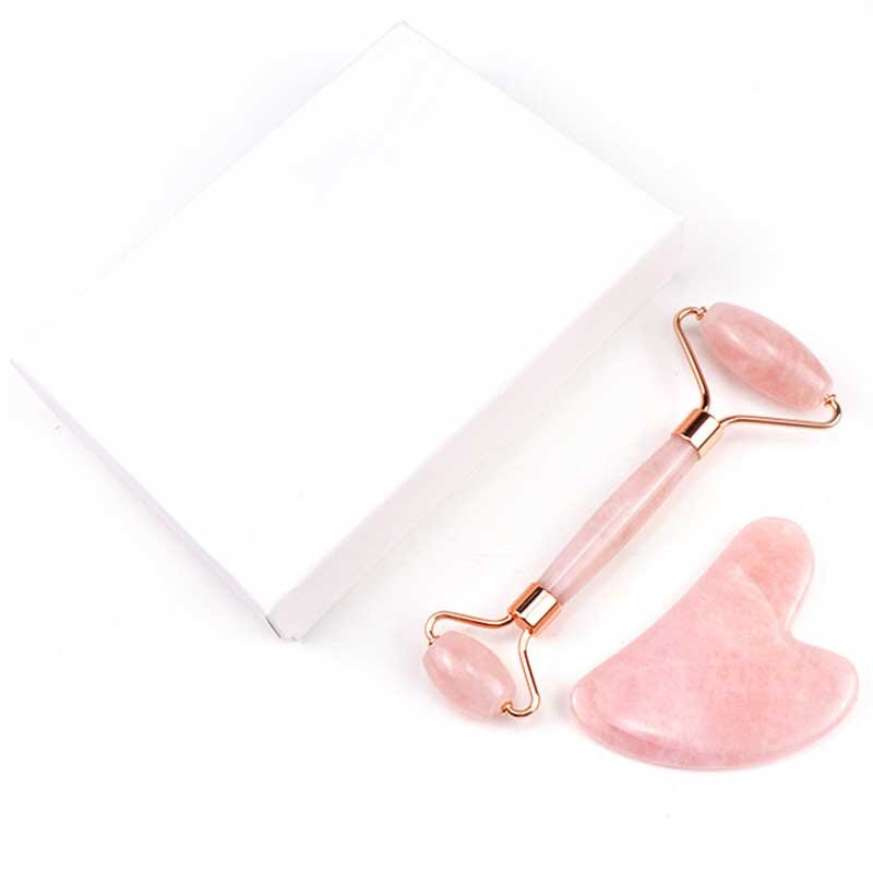 Facial Massage Roller Set Manufacturer - Wholesale Custom Natural Crystal Rose Quartz Jade Gua Sha Skin Care Tools