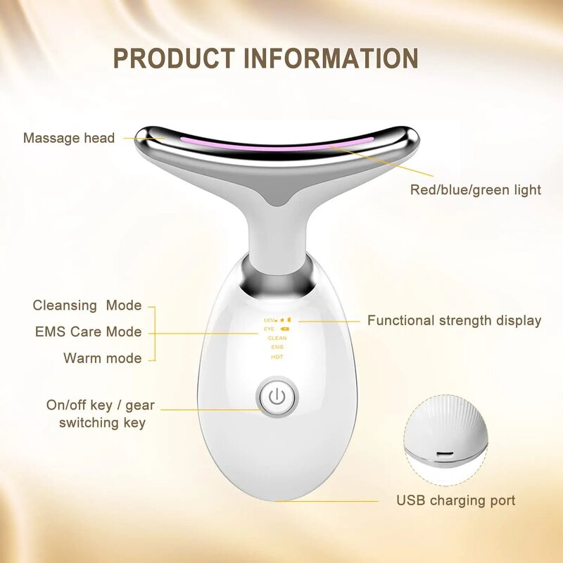Neck Care Device Manufacturer - Massager with Vibration for Skin Wrinkle Tightening & Lifting LED for Home