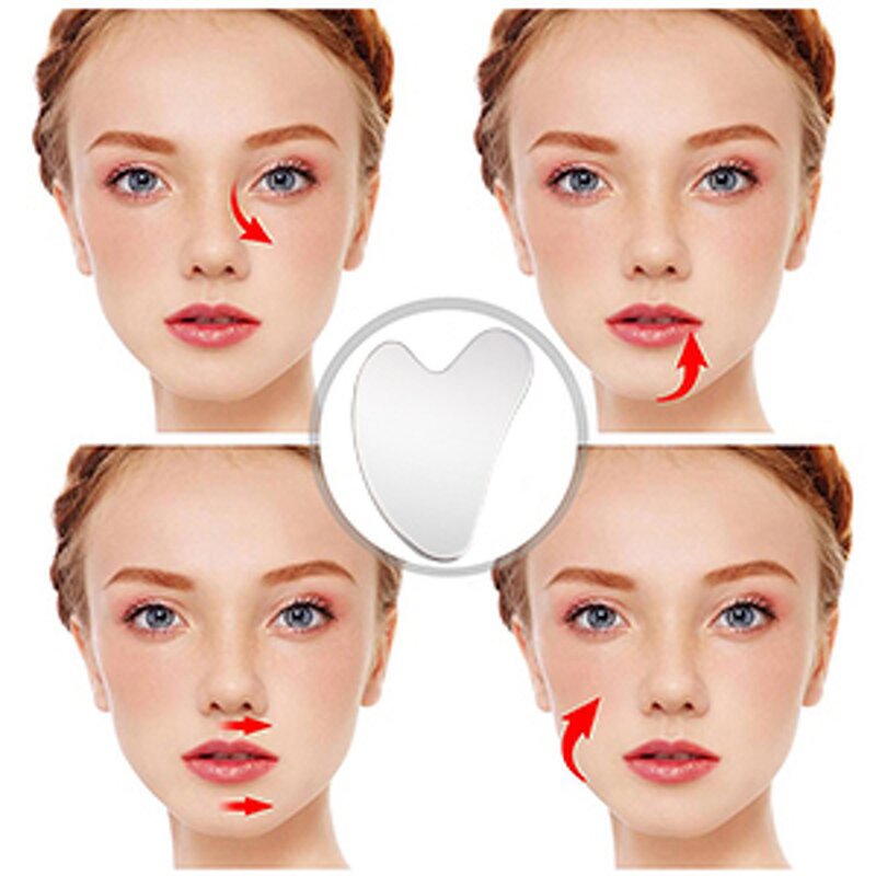 Gua Sha Massage Tool Manufacturer - Custom Logo Silver Stainless Steel Board for Facial Toxin Massage Prevents Wrinkles