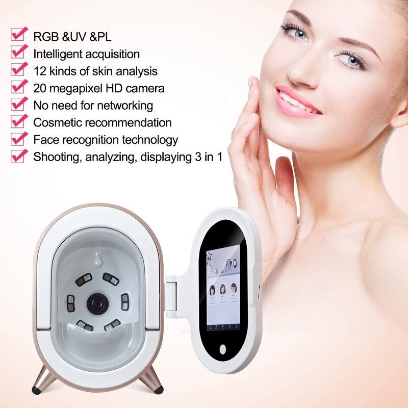 3D Skin Analysis Machine - Portable UV Magic Mirror Handheld Facial Care EU US IT ZA Plug Types