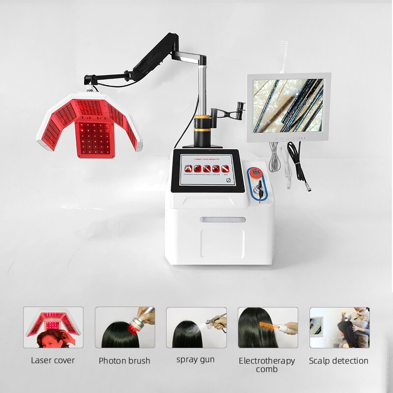 Hair Regrowth Device - 2025 China 5 in 1 650nm Diode Laser Stationary Scalp Treatment Salon Equipment