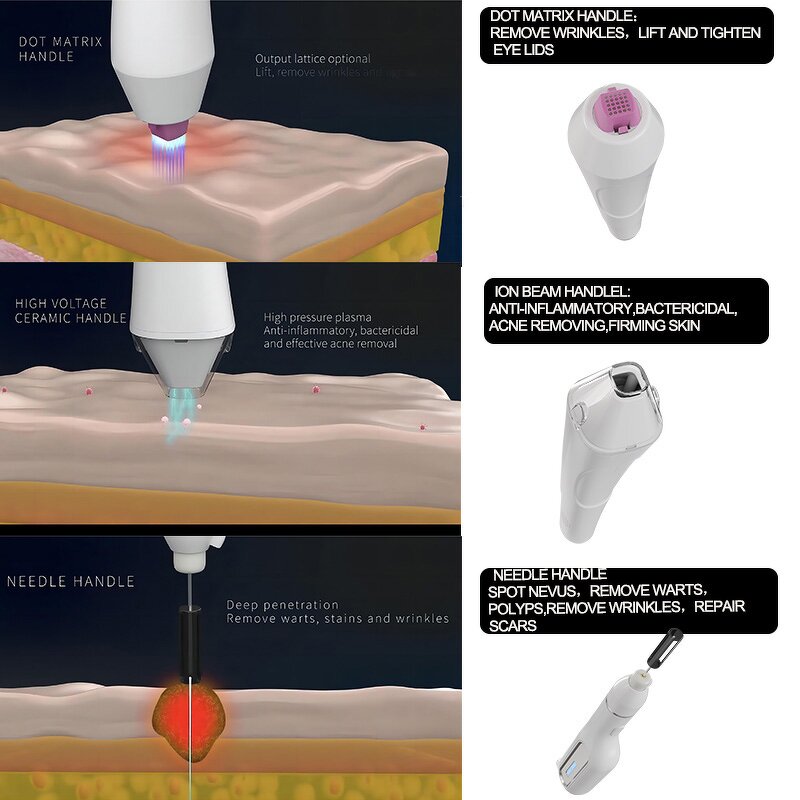 3 Handles Plasma Device - Facial Salon Wrinkle Removal Face Lifting Acne Removal Beauty Equipment