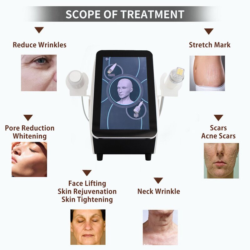 Gold RF Microneedling Machine - Acne Scarring Facial Wrinkle Removal Professional Fractional Desktop Salon Device