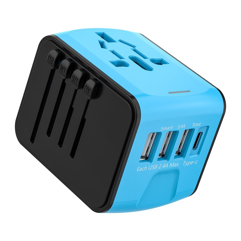 Universal Travel Adapter Manufacturer - 60W QC3.0 Type-C 3 USB Ports UK US AU EU Charger Adapter