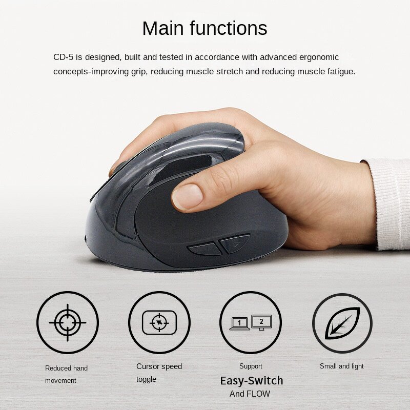 LED Wireless Mouse Manufacturer - 3D Ergonomic Upright USB Optical Rechargeable Lithium Battery Mouse