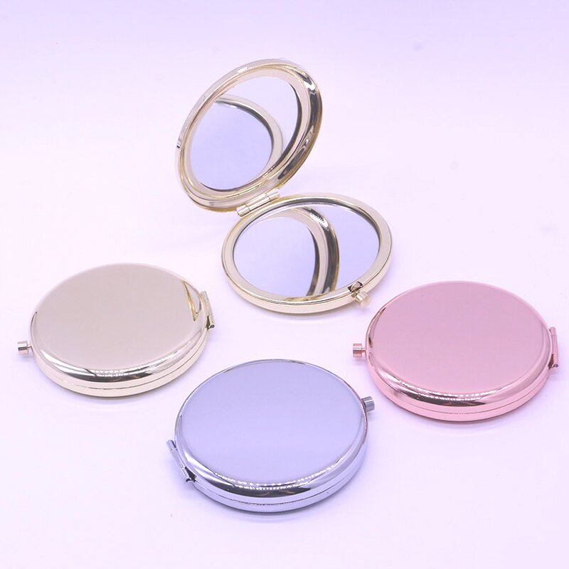 Handheld Makeup Mirror Manufacturer - 70MM Double-Sided Rose Gold Metal Folding Pocket Cosmetic Mirror