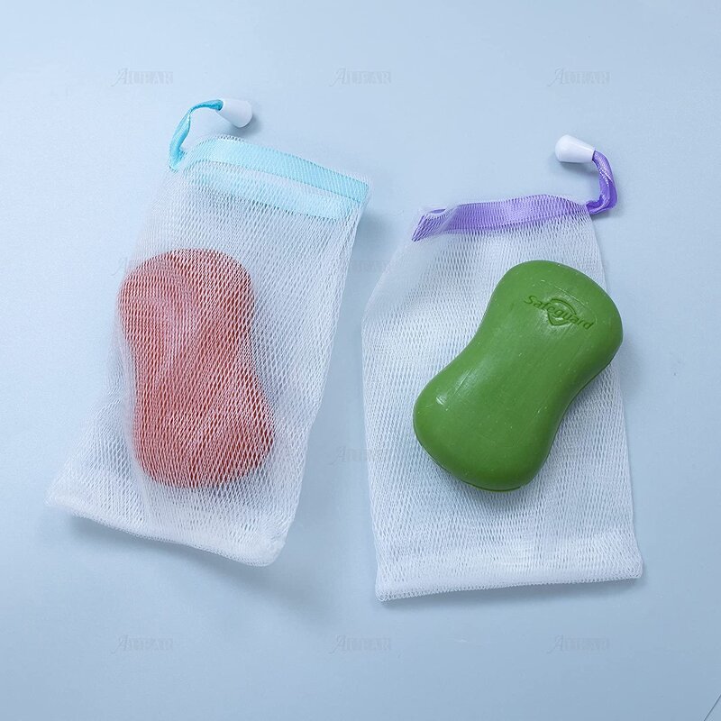 Soap Net Bag Manufacturer - Double Layer Exfoliating Mesh Saver Drawstring Holder Custom Logo Foam Bag