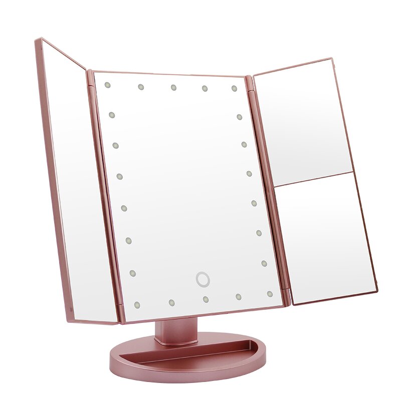 LED Makeup Mirror Manufacturer - Hot Selling Portable Trifold Single-Sided 3-Way Touch Control Vanity Mirror