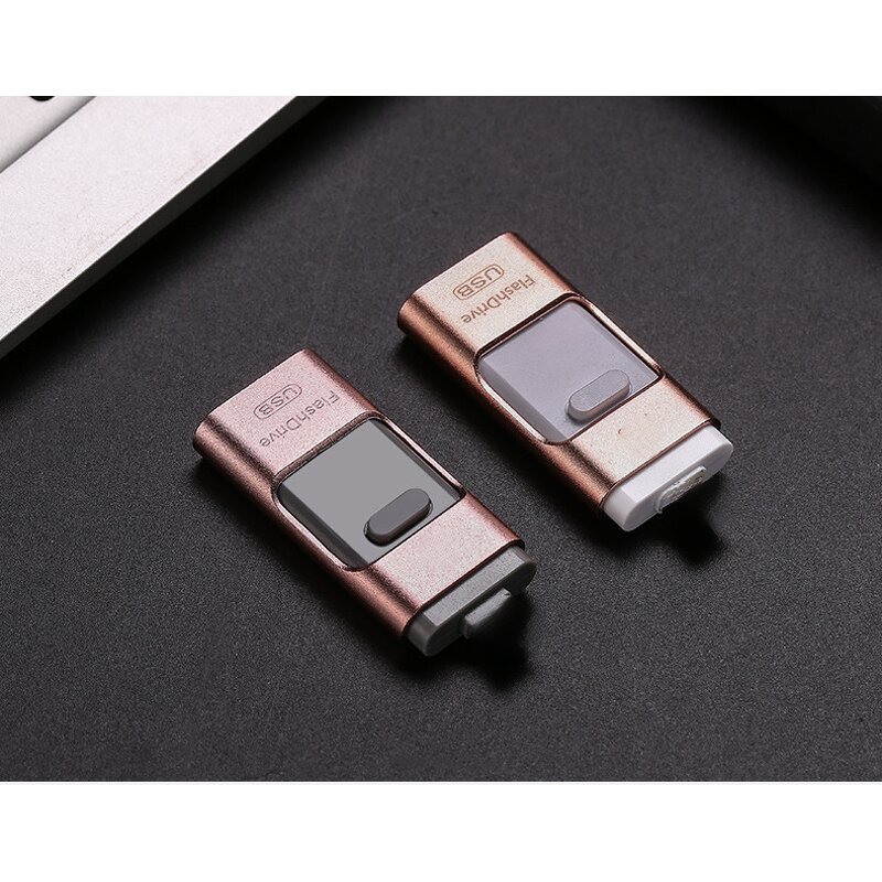 OTG USB Flash Drive Manufacturer - Custom 3-In-1 2.0 64GB 5-Year Warranty Metal Drive for iPhone Android