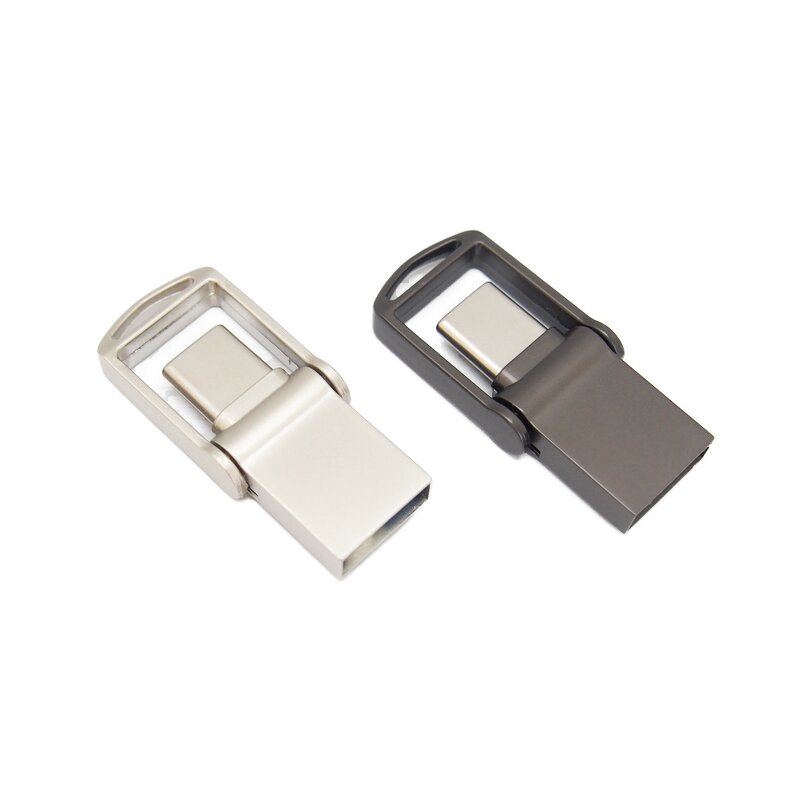 USB Flash Drive Manufacturer - Custom Logo 128GB USB 3.0-C 2-In-1 Swivel Flash Drive with Box