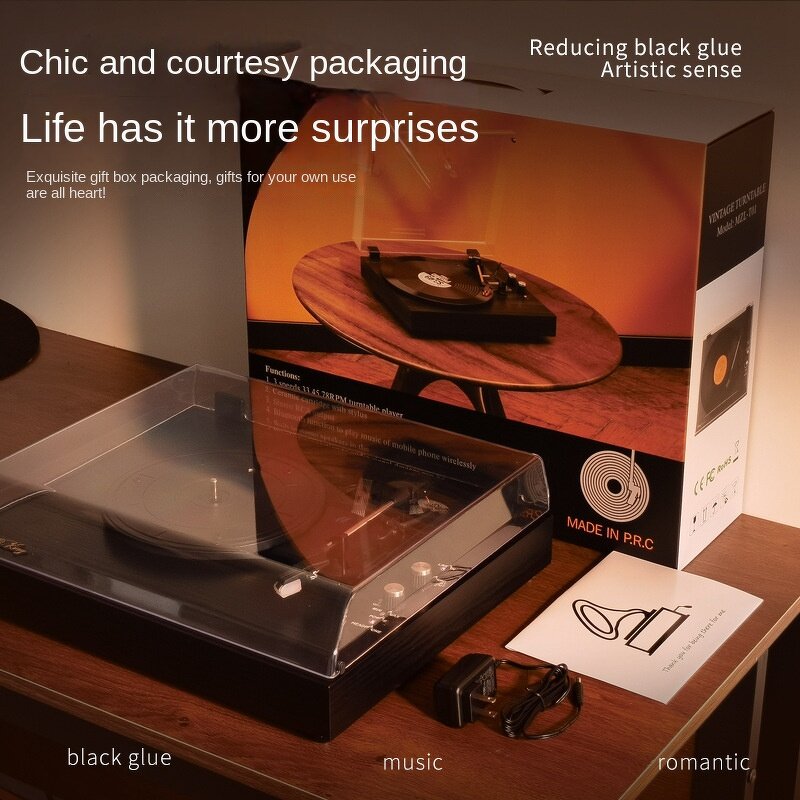 Retro Turntable Player Manufacturer - Desktop Phonograph Wooden Built-in Speaker Home Record Player