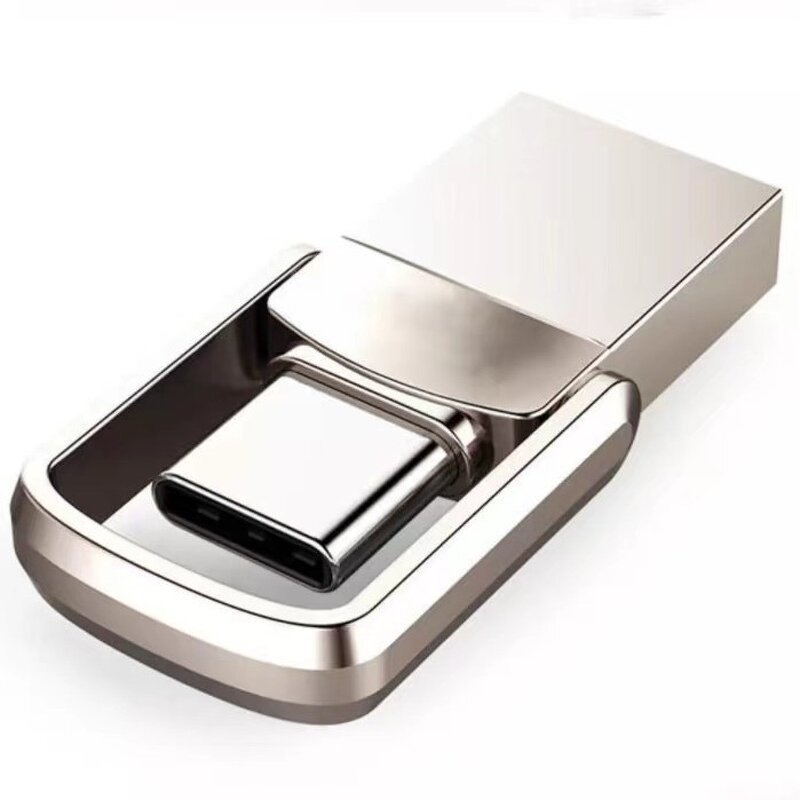 USB Flash Drive Manufacturer - Custom Logo 128GB USB 3.0-C 2-In-1 Swivel Flash Drive with Box