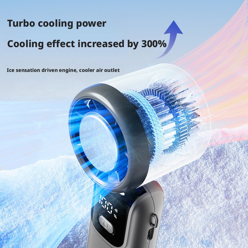 Handheld Turbine Fan Manufacturer - Ice Compress High-Speed 100 Gear Electrodeless Outdoor Halter Fan