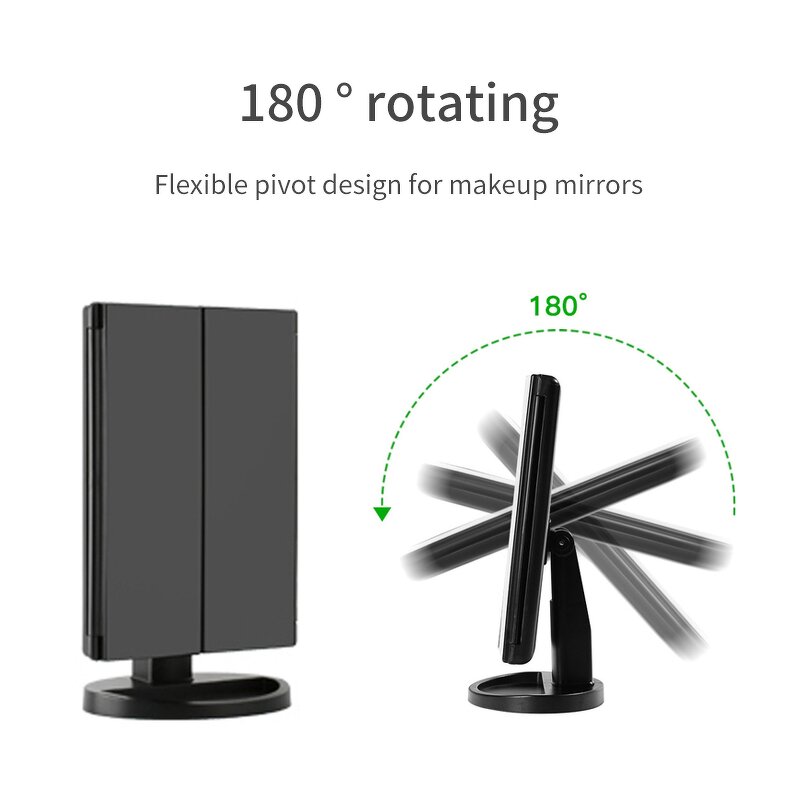 LED Makeup Mirror Manufacturer - Hot Selling Portable Trifold Single-Sided 3-Way Touch Control Vanity Mirror