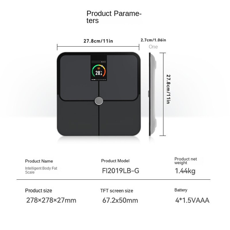 Smart Body Fat Scale Manufacturer - 5-Inch VA Color Screen 200kg Battery Powered Household Bathroom Scale