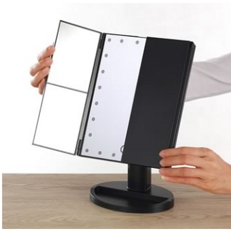 LED Makeup Mirror Manufacturer - Hot Selling Portable Trifold Single-Sided 3-Way Touch Control Vanity Mirror